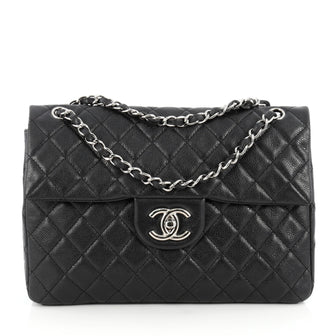 Chanel Classic Soft Flap Bag Quilted Caviar Maxi Black