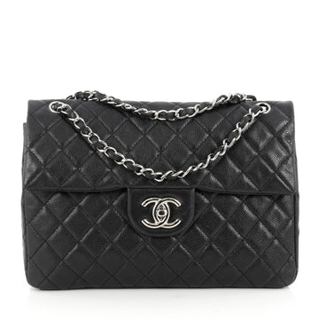 Chanel Classic Soft Flap Bag Quilted Caviar Maxi Black