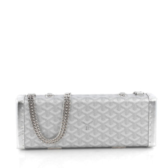 Goyard Saint Honore Clutch Coated Canvas Medium Silver