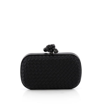 Bottega Veneta Box Knot Clutch Intrecciato Satin Small Black