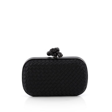 Bottega Veneta Box Knot Clutch Intrecciato Satin Small Black