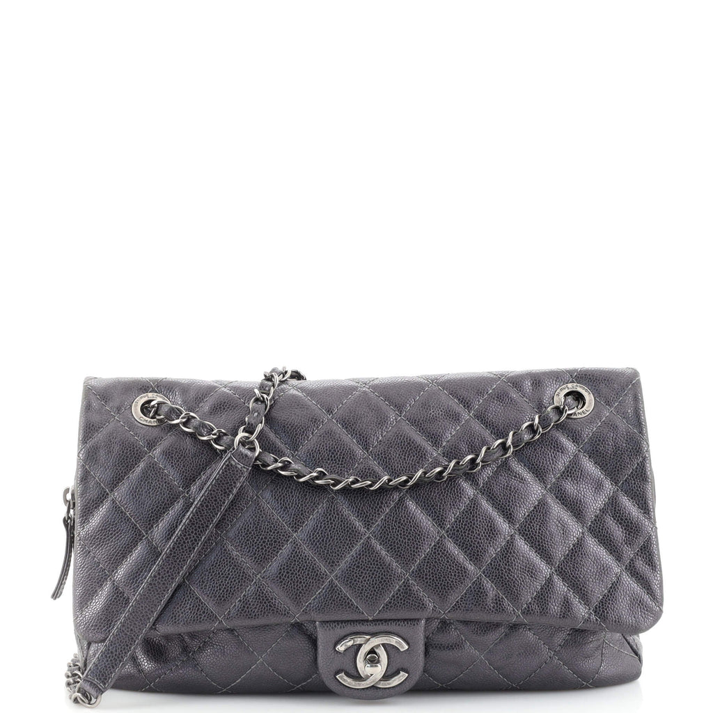 Chanel Easy Flap Bag Quilted Caviar Jumbo Metallic 1879401