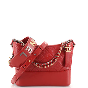 Chanel Gabrielle Hobo with Logo Handle Quilted Aged Calfskin Medium