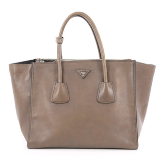 Prada Twin Pocket Tote Glace Calf Medium Brown 1879701