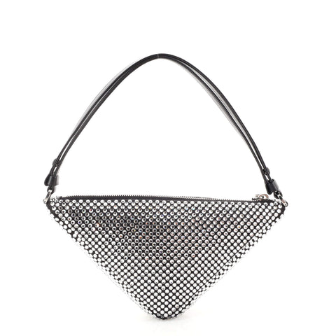 Triangular Handle Pouch Prada Triangle Top Handle Pouch Bag Crystal Embellished Satin Mini ...