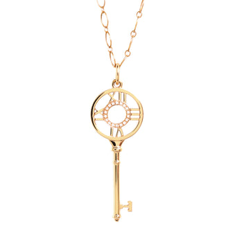 Tiffany & Co. Atlas Key Pendant Necklace 18K Rose Gold and Diamonds