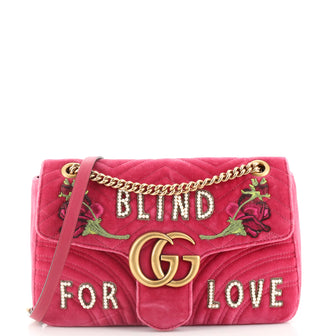 Gucci GG Marmont Flap Bag Embroidered Matelasse Velvet Medium
