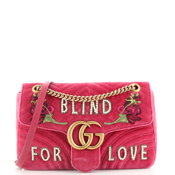 Gucci GG Marmont Flap Bag Embroidered Matelasse Velvet Medium