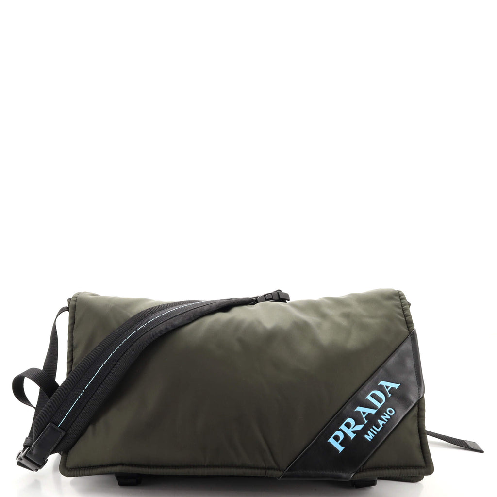 Prada Logo Stripe Messenger Bag Tessuto Large Green 1880672