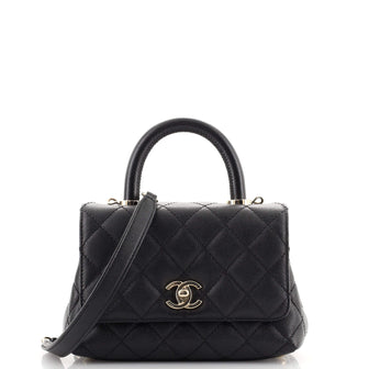 Chanel Coco Top Handle Bag Quilted Caviar Extra Mini