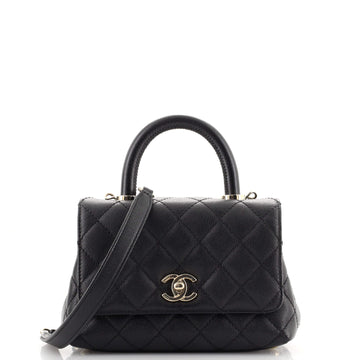Chanel Coco Top Handle Bag Quilted Caviar Extra Mini