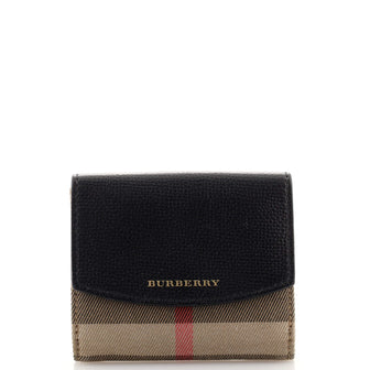 Burberry Luna French Wallet House Check Canvas and Leather