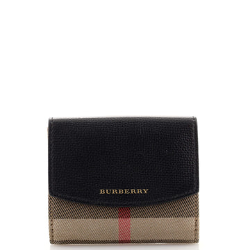 Burberry Luna French Wallet House Check Canvas and Leather