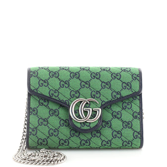 Gucci GG Marmont Chain Wallet Diagonal Quilted GG Canvas Mini