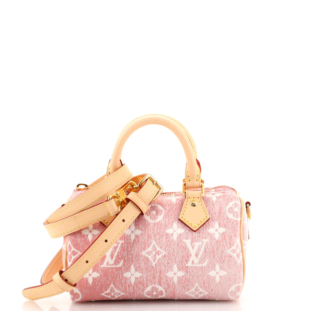 Louis Vuitton, Bags, Louis Vuitton Denim Nano Speedy Bandouliere Pink