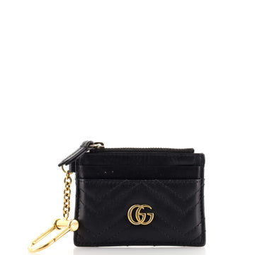 Gucci GG Marmont Keychain Zip Card Holder Matelasse Leather