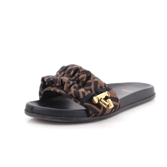 Fendi Women's Fendi Feel Slide Sandals Zucca Satin
