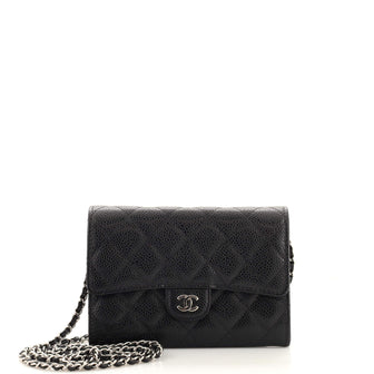 Chanel Classic Flap Wallet Crossbody Bag Quilted Caviar Mini