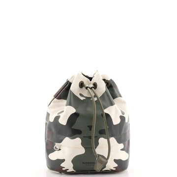 Burberry Phoebe Drawstring Pouch Camo Canvas Medium