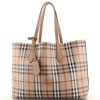Burberry Reversible Tote Haymarket Coated Canvas and Leather Medium