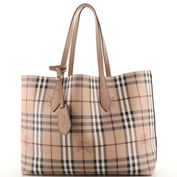 Burberry Reversible Tote Haymarket Coated Canvas and Leather Medium