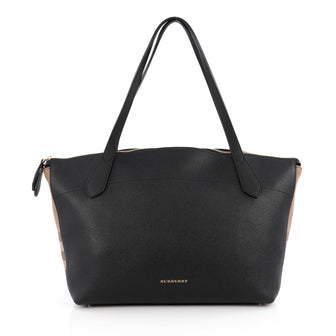 Burberry Welburn Tote Leather and House Check Canvas 1882603
