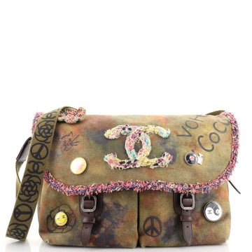 Chanel On The Pavements Graffiti Messenger Bag Canvas Large