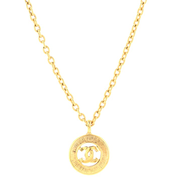 Chanel Vintage CC Round Pendant Long Necklace Metal
