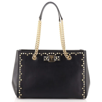 Salvatore Ferragamo Melike Tote Studded Leather Medium