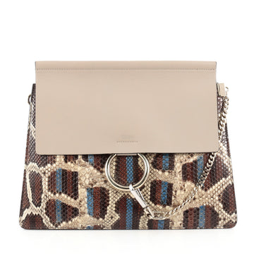 Chloe Faye Shoulder Bag Python with Leather Medium Brown 1883401