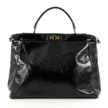 Fendi Peekaboo Handbag Patent Large Black 1883602