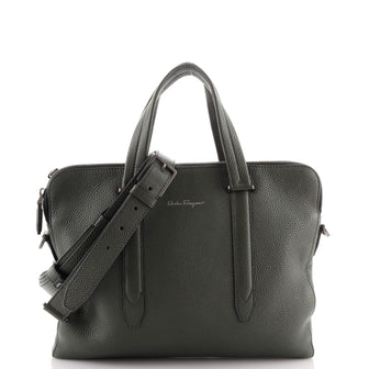 Salvatore Ferragamo Firenze Double Zip Briefcase Leather