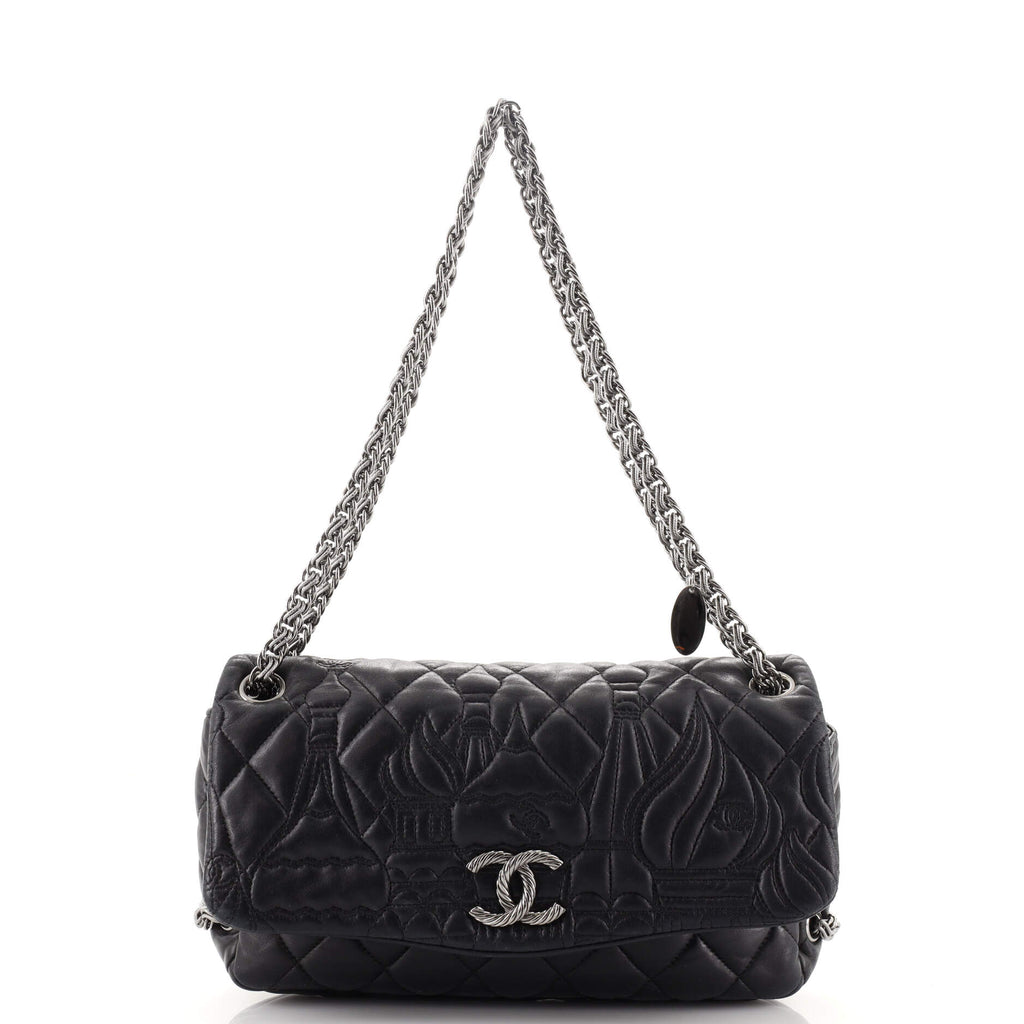 Chanel Paris-Moscow Red Square Flap Bag Quilted Lambskin Medium Black  1883652