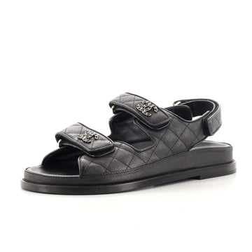 Chanel Women's Velcro Dad Sandals Quilted Leather