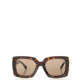 Chanel CC Rectangle Sunglasses Acetate with Embossed Metal