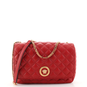 Versace Medusa Icon Flap Shoulder Bag Quilted Leather Medium