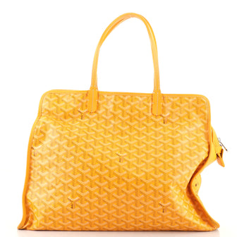 Goyardine Yellow Goyardine Coated Canvas and Leather Sac Hardy PM