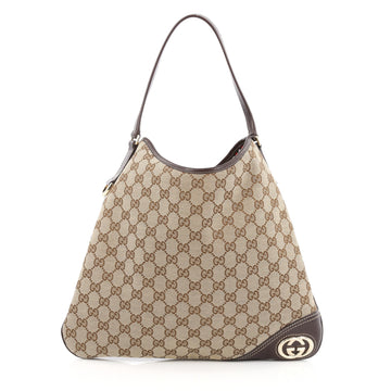 Gucci New Britt Hobo GG Canvas Medium Brown 1884001
