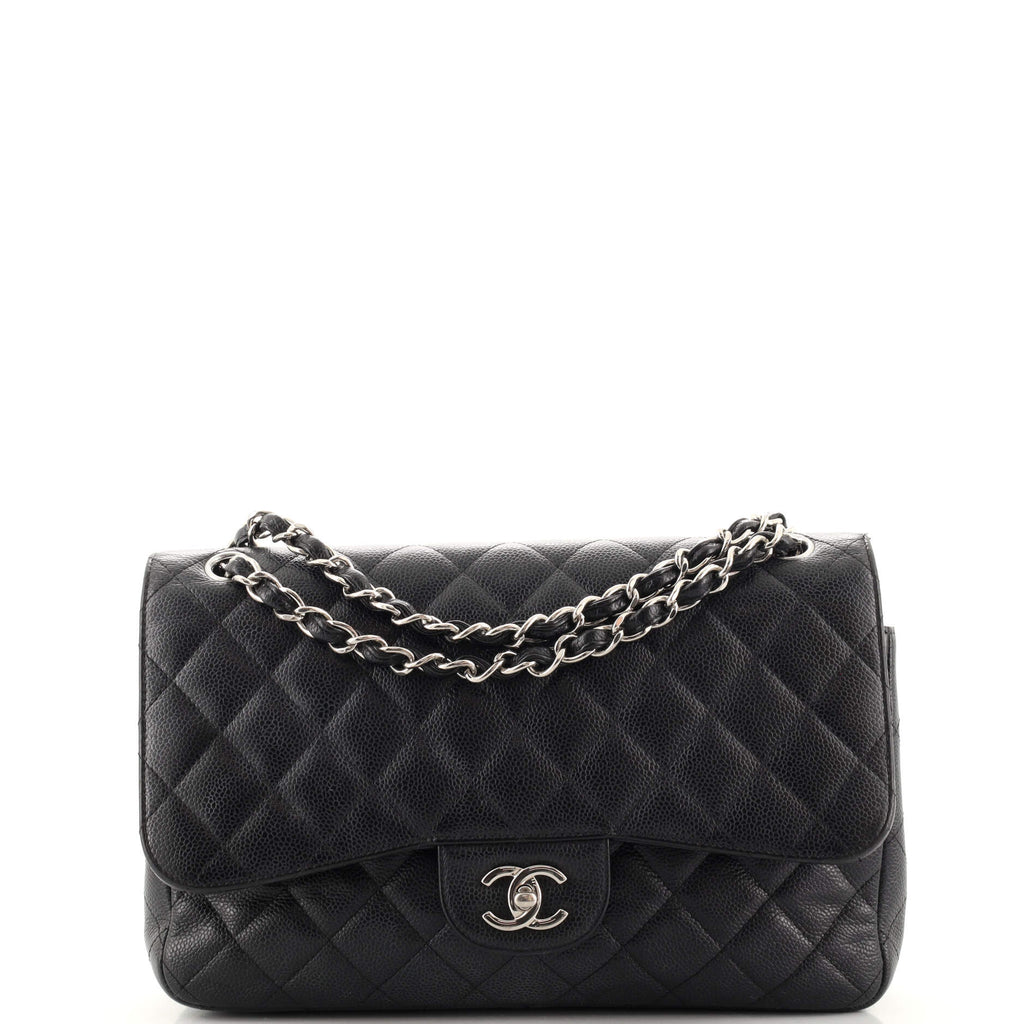 Chanel Black Caviar Jumbo-sized Classic Easy Flap Bag – Boutique