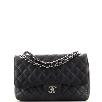 Chanel Classic Double Flap Bag Quilted Caviar Jumbo