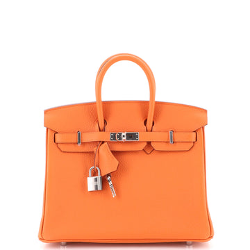 Hermes Birkin Handbag Orange Togo with Palladium Hardware 25
