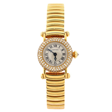 Cartier Diabolo Quartz Watch Yellow Gold with Diamond Bezel 20