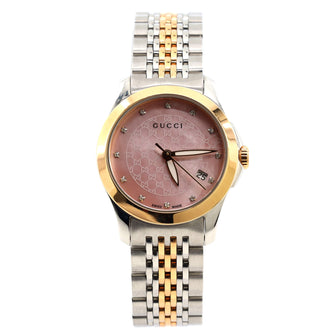 Gucci G-Timeless Quartz Watch Stainless Steel with Mother of Pearl and Diamond Markers 27