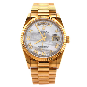 Oyster Perpetual President Day-Date Automatic Watch Yellow Gold with Mother of Pearl 36