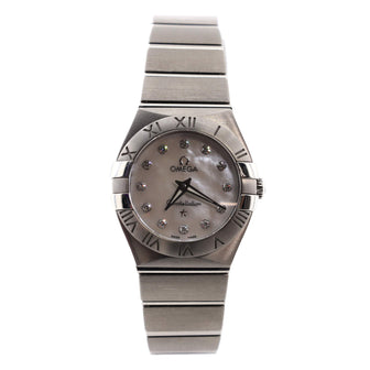 Omega Constellation Quartz Watch Stainless Steel with Diamond Markers and Mother of Pearl 24