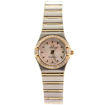 Omega Constellation Quartz Watch Stainless Steel and Yellow Gold with Diamond Bezel and Mother of Pearl 23