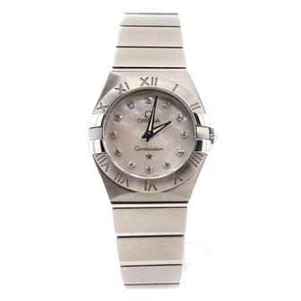 Omega Constellation Quartz Watch Stainless Steel with Diamond Markers and Mother of Pearl 24