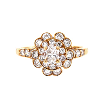 Van Cleef & Arpels Vintage Oval Fleurette Ring 18K Yellow Gold with Diamonds