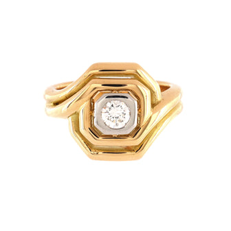 Chaumet Vintage Art Deco Ring 18K Yellow Gold and 18K White Gold with Diamond