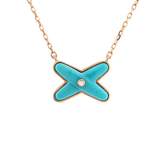 Chaumet Jeux de Liens Pendant Necklace 18K Rose Gold with Turquoise and Diamond